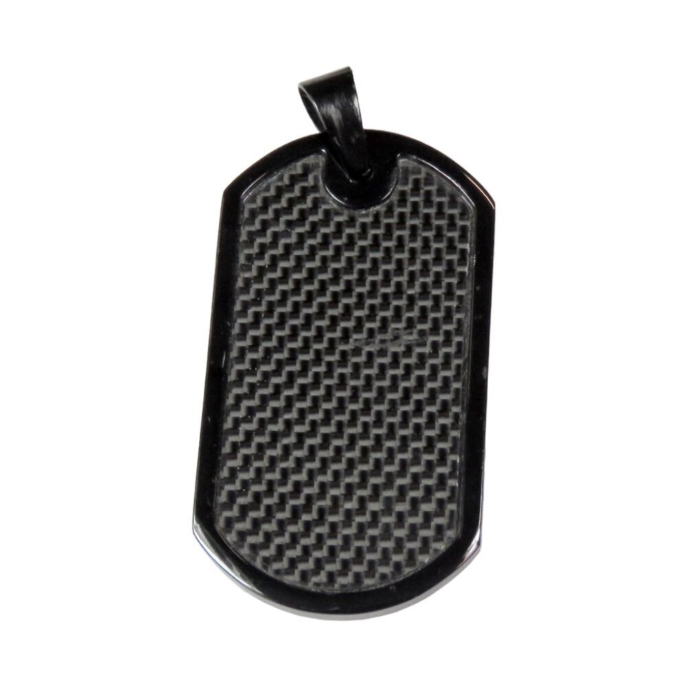 Inox Men's Matte Black Stainless Steel Textured Dog Tag Pendant